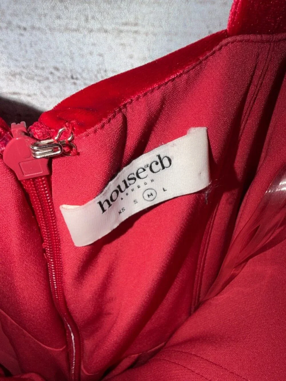 House Of CB Red Velvet Draped Mini Dress Size M